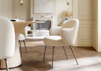 bae chairs frosted almond boucle00209103 around root table whitewashed oak 400800200 lifestyle