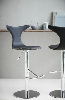 dolphin bar stool black leather with polished steel gaslift base 200458610 mood lifestyle